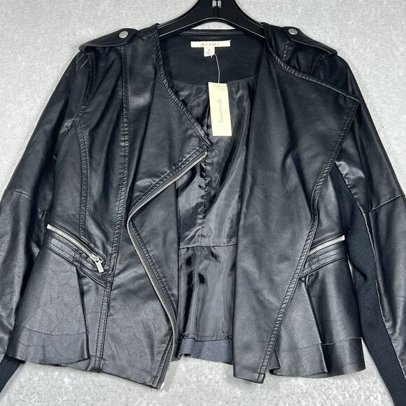 Francescas Miami Jacket Womens Small Black Zip Up Moto Light Jacket NWT - Picture 2 of 12